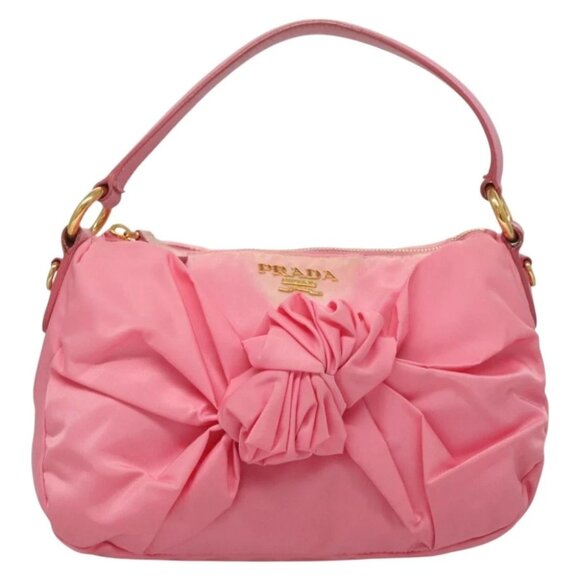 PRADA Hand Bag Nylon 2way Pink Gold Auth ep9408 - Picture 1 of 13